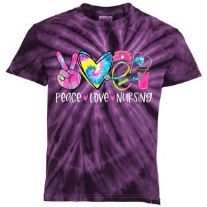 Peace Love Nursing Colorful Cute Nurse Gift Kids Tie-Dye T-Shirt