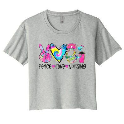 Peace Love Nursing Colorful Cute Nurse Gift Women's Crop Top Tee