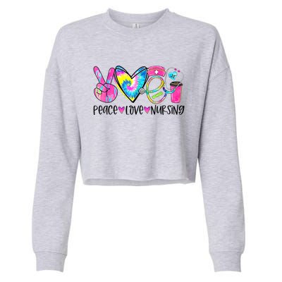 Peace Love Nursing Colorful Cute Nurse Gift Cropped Pullover Crew