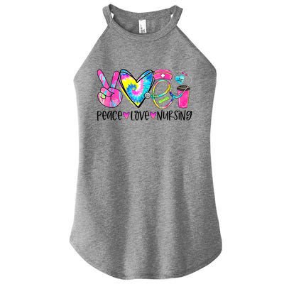 Peace Love Nursing Colorful Cute Nurse Gift Women's Perfect Tri Rocker Tank