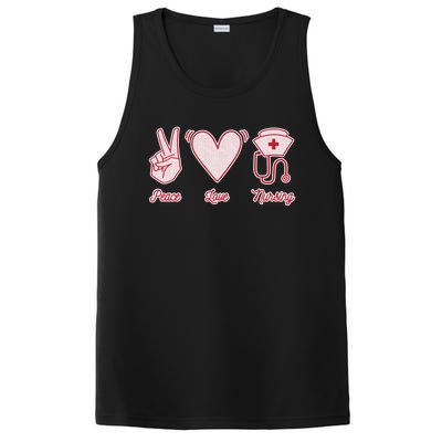 Peace Love Nursing Proud Nurse Quote Saying Healthcare Gift PosiCharge Competitor Tank