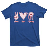 Peace Love Nursing Proud Nurse Quote Saying Healthcare Gift T-Shirt