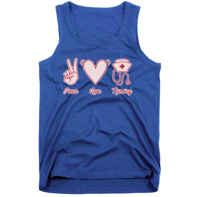 Peace Love Nursing Proud Nurse Quote Saying Healthcare Gift Tank Top