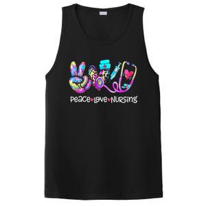 Peace Love Nursing Leopard Heart Stethoscope Nurse Life Gift PosiCharge Competitor Tank