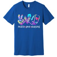 Peace Love Nursing Leopard Heart Stethoscope Nurse Life Gift Premium T-Shirt