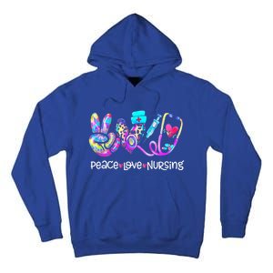 Peace Love Nursing Leopard Heart Stethoscope Nurse Life Gift Tall Hoodie