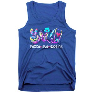 Peace Love Nursing Leopard Heart Stethoscope Nurse Life Gift Tank Top