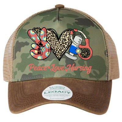 Peace Love Nursing Care About People Love Heart Leopard Rn Gift Legacy Tie Dye Trucker Hat