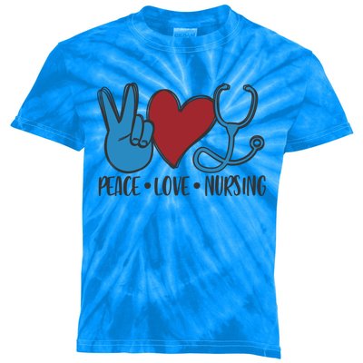 Peace Love Nursing Cool Graphic Gift For Nurse Gift Kids Tie-Dye T-Shirt