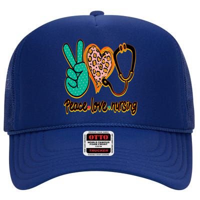 Peace Love Nursing! A Great Meme And A Great Gift! Gift High Crown Mesh Back Trucker Hat