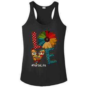 Peace Love Nursing Daisy Heart Stethoscope Nurse Life Gift Ladies PosiCharge Competitor Racerback Tank