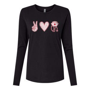 Peace Love Nursing Distressed Gift Womens Cotton Relaxed Long Sleeve T-Shirt