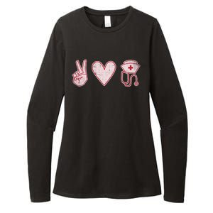 Peace Love Nursing Distressed Gift Womens CVC Long Sleeve Shirt