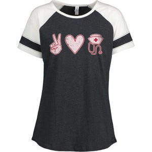 Peace Love Nursing Distressed Gift Enza Ladies Jersey Colorblock Tee