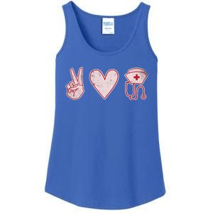 Peace Love Nursing Distressed Gift Ladies Essential Tank