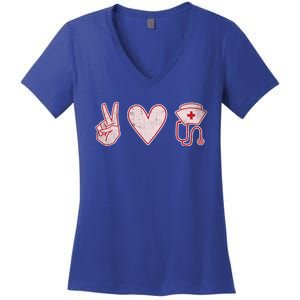 Peace Love Nursing Distressed Gift Women's V-Neck T-Shirt