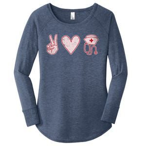 Peace Love Nursing Distressed Gift Women's Perfect Tri Tunic Long Sleeve Shirt