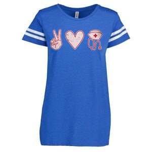 Peace Love Nursing Distressed Gift Enza Ladies Jersey Football T-Shirt