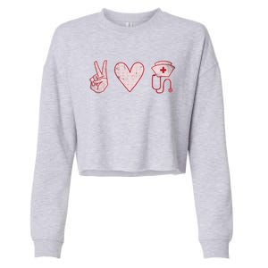 Peace Love Nursing Distressed Gift Cropped Pullover Crew