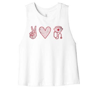 Peace Love Nursing Distressed Gift Women's Racerback Cropped Tank