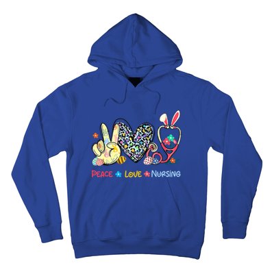 Peace Love Nursing Easter Day Leopard Stethoscope Rn Nurses Great Gift Hoodie