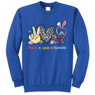 Peace Love Nursing Easter Day Leopard Stethoscope Rn Nurses Great Gift Sweatshirt