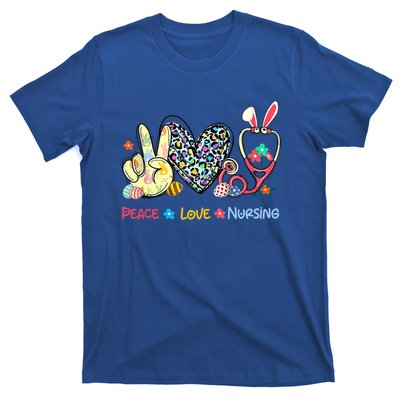 Peace Love Nursing Easter Day Leopard Stethoscope Rn Nurses Great Gift T-Shirt