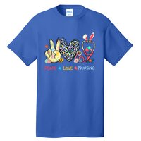 Peace Love Nursing Easter Day Leopard Stethoscope Rn Nurses Great Gift Tall T-Shirt