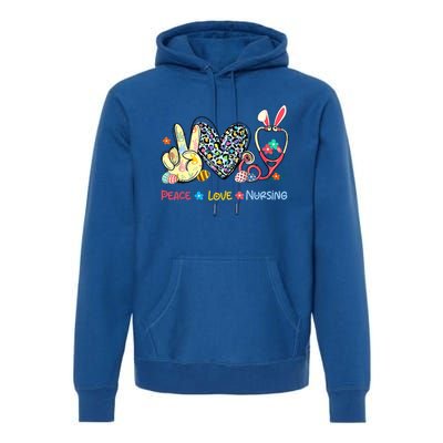 Peace Love Nursing Easter Day Leopard Stethoscope Rn Nurses Great Gift Premium Hoodie