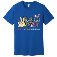 Peace Love Nursing Easter Day Leopard Stethoscope Rn Nurses Great Gift Premium T-Shirt