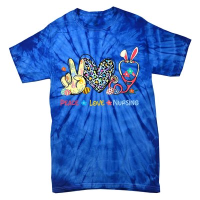 Peace Love Nursing Easter Day Leopard Stethoscope Rn Nurses Great Gift Tie-Dye T-Shirt