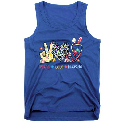 Peace Love Nursing Easter Day Leopard Stethoscope Rn Nurses Great Gift Tank Top