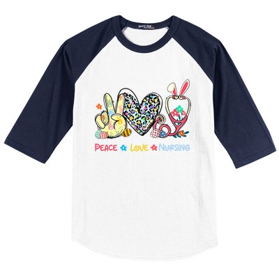 Peace Love Nursing Easter Day Leopard Stethoscope Rn Nurses Great Gift Baseball Sleeve Shirt