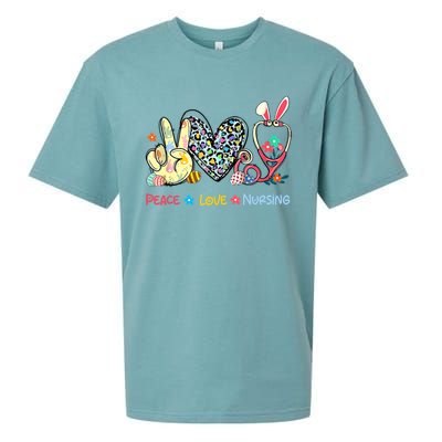 Peace Love Nursing Easter Day Leopard Stethoscope Rn Nurses Great Gift Sueded Cloud Jersey T-Shirt