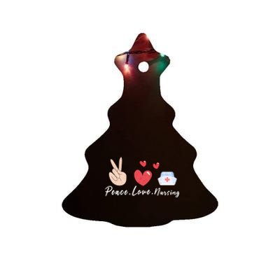 Peace Love Nursing Funny Idea Nurse Gift Ceramic Tree Ornament