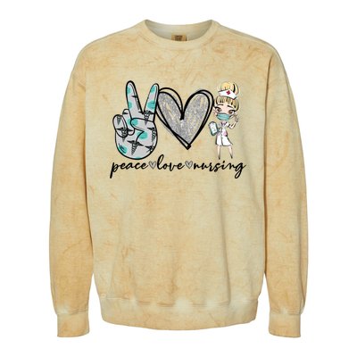 Peace Love Nursing Funny Love Nurse Nurse Day Nurse Week Gift Colorblast Crewneck Sweatshirt