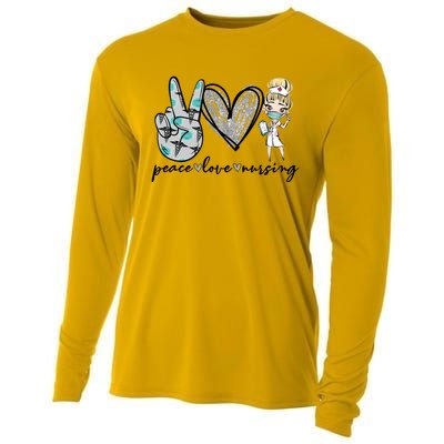 Peace Love Nursing Funny Love Nurse Nurse Day Nurse Week Gift Cooling Performance Long Sleeve Crew