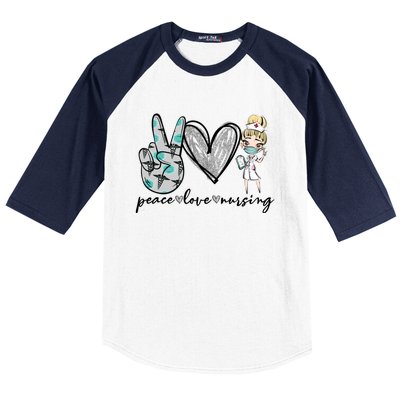 Peace Love Nursing Funny Love Nurse Nurse Day Nurse Week Gift Baseball Sleeve Shirt