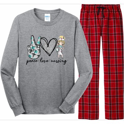 Peace Love Nursing Funny Love Nurse Nurse Day Nurse Week Gift Long Sleeve Pajama Set