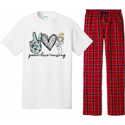 Peace Love Nursing Funny Love Nurse Nurse Day Nurse Week Gift Pajama Set