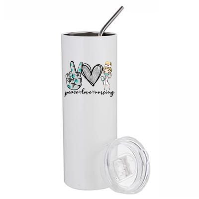 Peace Love Nursing Funny Love Nurse Nurse Day Nurse Week Gift Stainless Steel Tumbler