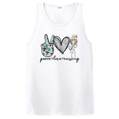 Peace Love Nursing Funny Love Nurse Nurse Day Nurse Week Gift PosiCharge Competitor Tank