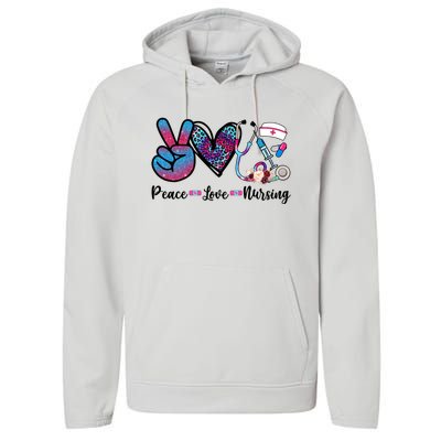 Peace Love Nursing Cute Nurse Stethoscope Tie Dye Flower Great Gift Performance Fleece Hoodie