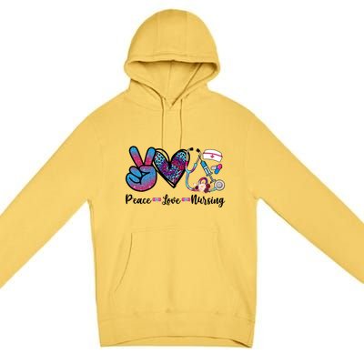 Peace Love Nursing Cute Nurse Stethoscope Tie Dye Flower Great Gift Premium Pullover Hoodie