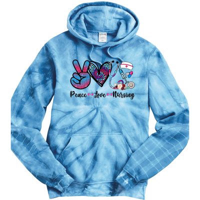 Peace Love Nursing Cute Nurse Stethoscope Tie Dye Flower Great Gift Tie Dye Hoodie