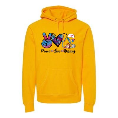 Peace Love Nursing Cute Nurse Stethoscope Tie Dye Flower Great Gift Premium Hoodie