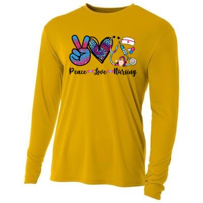 Peace Love Nursing Cute Nurse Stethoscope Tie Dye Flower Great Gift Cooling Performance Long Sleeve Crew