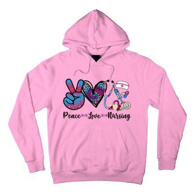 Peace Love Nursing Cute Nurse Stethoscope Tie Dye Flower Great Gift Hoodie