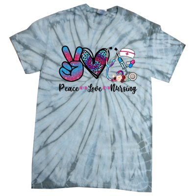 Peace Love Nursing Cute Nurse Stethoscope Tie Dye Flower Great Gift Tie-Dye T-Shirt