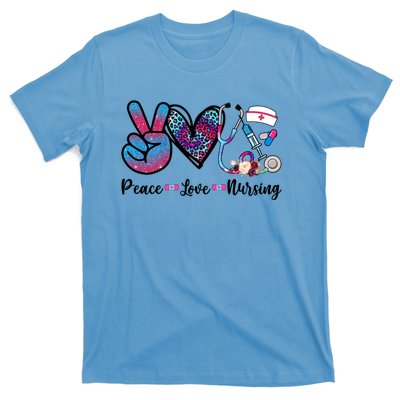 Peace Love Nursing Cute Nurse Stethoscope Tie Dye Flower Great Gift T-Shirt